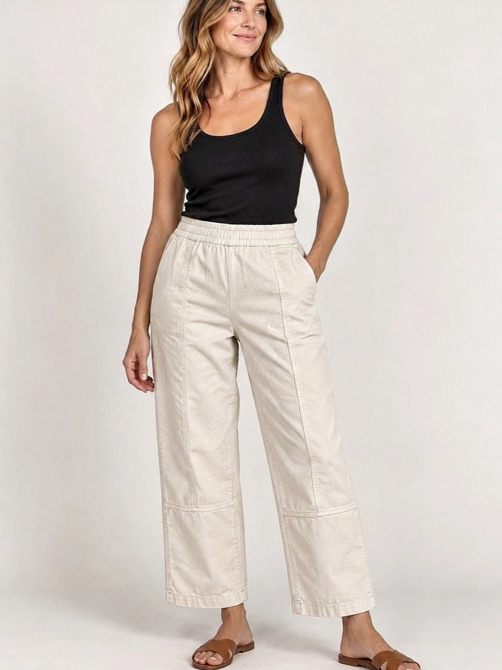 Pilcro Women's Straight Leg Pants in Cream size Large